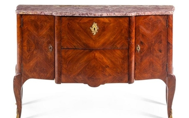 A Louis XV Style Tulipwood Marble-Top Server