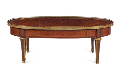A Louis XVI Style Gilt Metal Mounted Parquetry Low Table