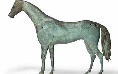 A MOLDED COPPER AND CAST ZINC STANDING HORSE WEATHERVANE WITH SHEET COPPER TAIL, AMERICAN, LATE 19TH CENTURY