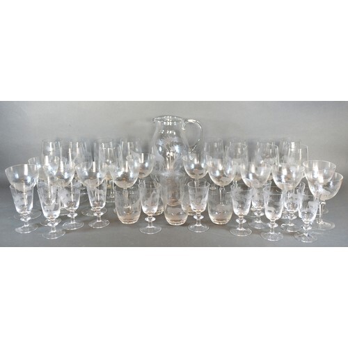 A Moser Rowland Ward Safari Pattern Cut Glass Drinking Set c...