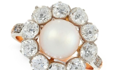 A NATURAL PEARL AND DIAMOND DRESS RING, EARLY 20TH