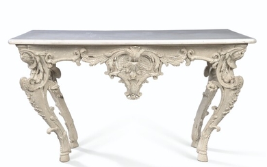 A NORTH ITALIAN GREY-PAINTED CONSOLE TABLE