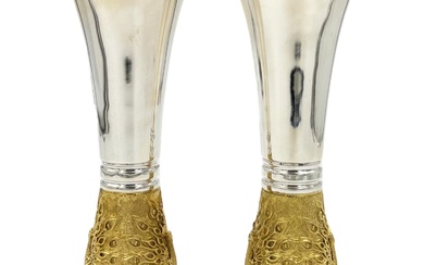 A PAIR OF LIMITED EDITION SILVER AND SILVER-GILT GOBLETS,...