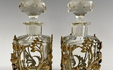 A PAIR OF ORMOLU AND BACCARAT GLASS PERFUME BOTTLES