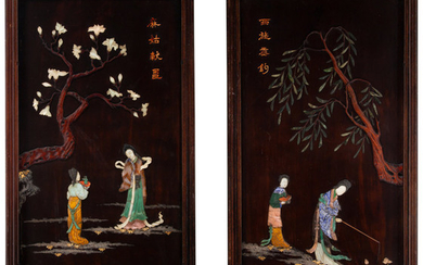A Pair of Chinese Overlaid Plaques