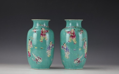 A Famille Verte Flural and Bird Guanyin Vase