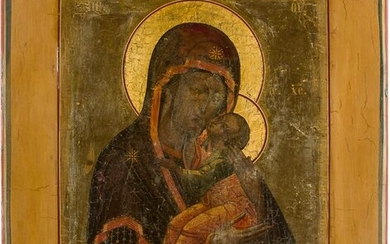 A RARE ICON SHOWING THE MOTHER OF GOD OF YAROSLAVL