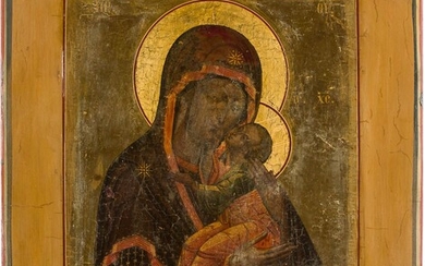 A RARE ICON SHOWING THE MOTHER OF GOD OF YAROSLAVL...