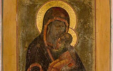 A RARE ICON SHOWING THE MOTHER OF GOD OF...