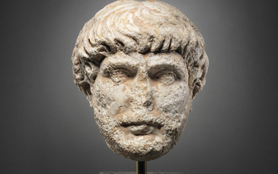 A ROMAN MARBLE PORTRAIT HEAD OF A MAN, ANTONINE PERIOD, CIRCA MID-2ND CENTURY A.D.