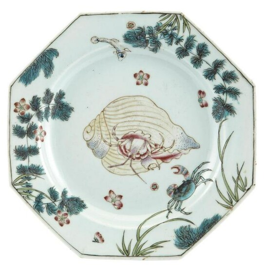 A Rare Chinese Octagonal Porcelain "Marine" Plate Early