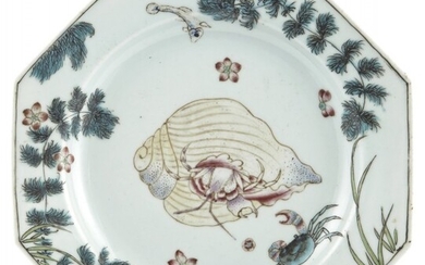 A Rare Chinese Octagonal Porcelain "Marine" Plate