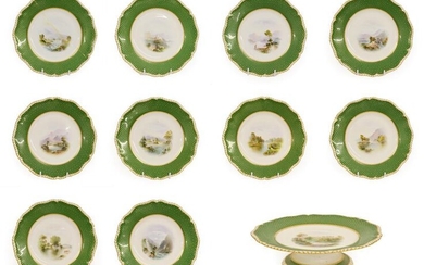 A Royal Worcester Porcelain Topographical Dessert Service, by Harry Davis,...