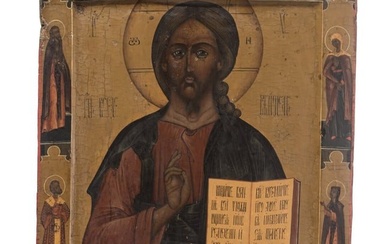 A Russian icon showing Christ Pantokrator, circa 1800