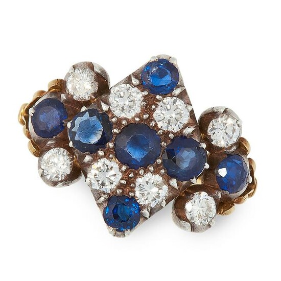 A SAPPHIRE AND DIAMOND DRESS RING in yellow gold and