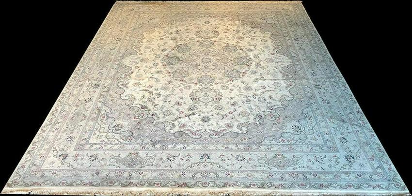 A Sensational 12' x 15' Silk & Wool Persian Tabriz Rug
