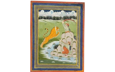 A TIGER HUNTING SCENE PROPERTY OF THE LATE BRUNO CARUSO (1927 - 2018) COLLECTION North Western India, second half 19th century