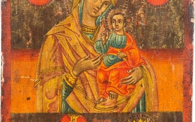 A TWO-PARTITE ICON SHOWING THE MOTHER OF GOD HODIGITRIA