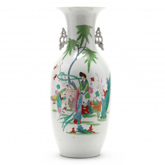 A Tall Chinese Porcelain Famille Rose Vase