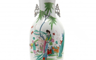 A Tall Chinese Porcelain Famille Rose Vase