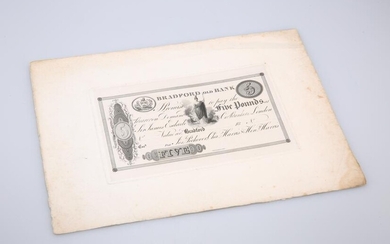 A VERY RARE 19TH CENTURY PROOF BANK NOTE, Bradford Old
