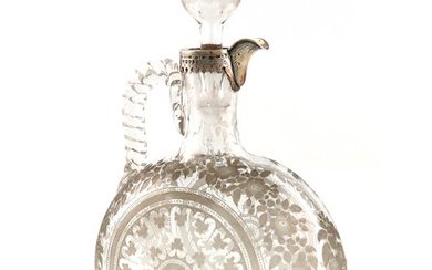 A Victorian silver-mounted glass decanter