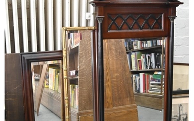 A Victorian style mahogany mirror of architectural design, t...