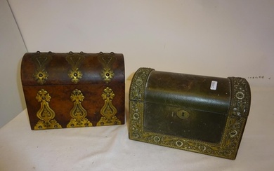 A Victorian walnut and brass decorated dome shaped stationer...