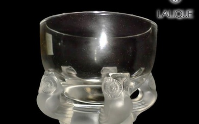 A Vintage French LALIQUE Hiboux Frosted & Crystal Bowl Centerpiece, Signed