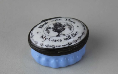 A blue and white enamel patch pot