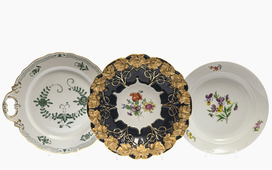 A bowl, serving platter and plate - Meissen