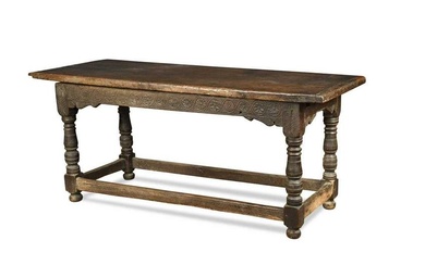 A carved oak refectory table, 17th century