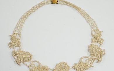 A cased Regency twin strand seed pearl choker necklace with ...