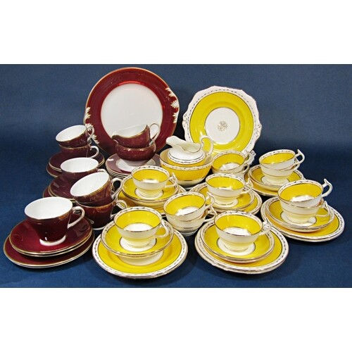 A collection of Wetley China yellow and gilt tea wares inclu...