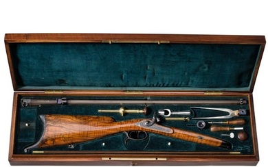 A deluxe cased percussion rifle for hunting and target practice, by Schneevoigt of Lahr, circa 1850