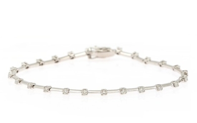 A diamond bracelet set with numerous brilliant-cut diamonds totalling app. 0.83 ct., mounted in 18k white gold. L. 17.8 cm.
