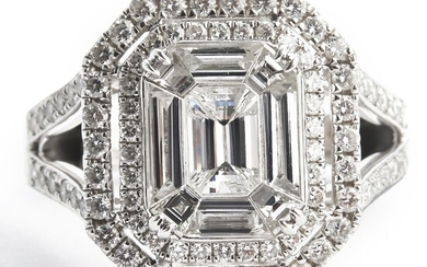 NOT SOLD. A diamond ring set with numerous fancy, trapeze and brilliant-cut diamonds weighing a...