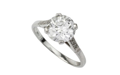 A diamond solitaire ring, the old brilliant cut stone of...