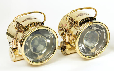 A fine pair of Bleriot Model 303 self-generating acetylene headlamps, French, circa 1904
