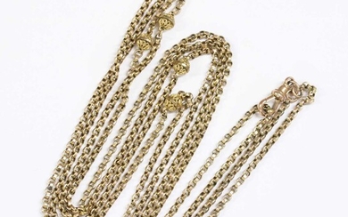 A gold belcher link guard chain