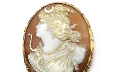 A gold shell cameo