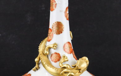 A handsome Chinese porcelain vase, with red and gilt painted...