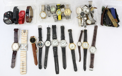 A large collection of watches and watch spare parts, brands...