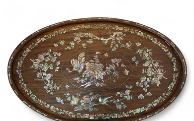A late 19th century Chinese mother-of-pearl inlaid hardwood ...