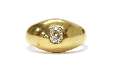 A late Victorian gold single stone diamond ring