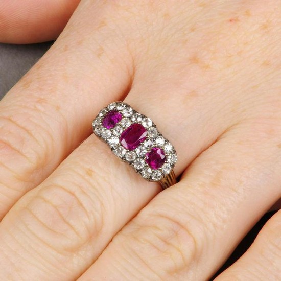 A late Victorian silver and 18ct gold, Burmese ruby and