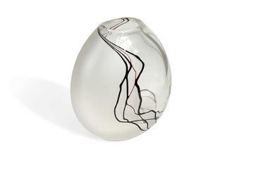 A modern acid etched and enamelled glass vase