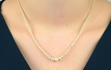 A natural pearl and seed pearl single-strand necklace