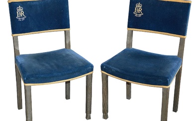 A pair Elizabeth II limed oak 1977 Silver Jubilee chairs