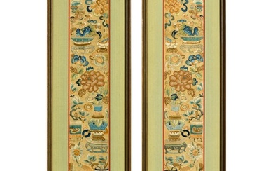 A pair of Chinese silk sleeves, 19th century
